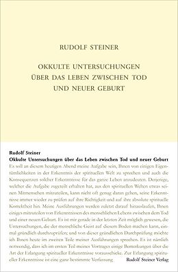 Fester Einband Okkulte Untersuchungen über das Leben zwischen Tod und neuer Geburt von Rudolf Steiner