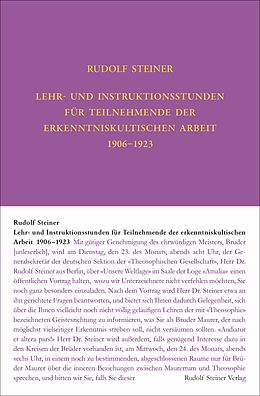Fester Einband Lehr- und Instruktionsstunden für Teilnehmende der erkenntniskultischen Arbeit 1906 - 1923 nach Gedächtnisaufzeichnungen von Rudolf Steiner