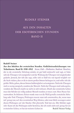 Fester Einband Aus den Inhalten der esoterischen Stunden, Band II: 1910-1912 von Rudolf Steiner