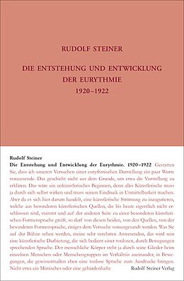 Fester Einband Die Entstehung und Entwicklung der Eurythmie 1920-1922 von Rudolf Steiner