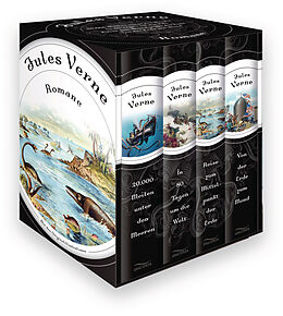 Livre Relié Jules Verne, Romane (20.000 Meilen unter den Meeren - In 80 Tagen um die Welt - Reise zum Mittelpunkt der Erde - Von der Erde zum Mond) (4 Bände im Schuber) de Jules Verne