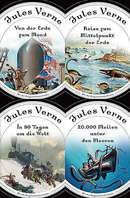 E-Book (epub) 20000 Meilen unter dem Meer, Reise zum Mittelpunkt der Erde, In 80 Tagen um die Welt, Von der Erde zum Mond (4in1-Bundle) von Jules Verne