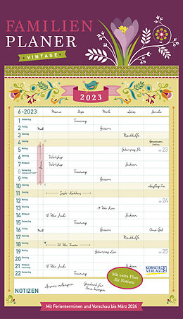 Kalender Familienplaner Vintage 2023 von 
