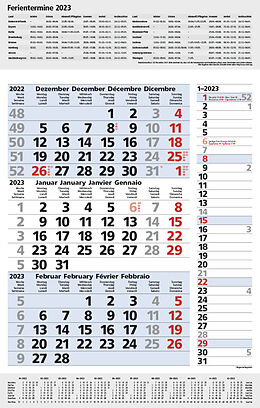 Kalender 3-Monats-Planer Combi Blau 2023 von 