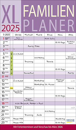 Kalender XL Familienplaner 2025 von 
