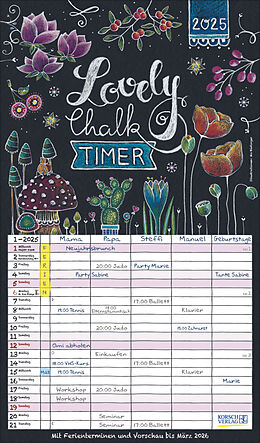 Kalender Lovely Chalk Timer 2025 von Mo Büdinger