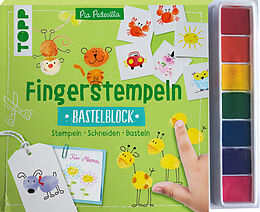 Kartonierter Einband Fingerstempeln. Bastelblock mit Stempelfarbe von Pia Pedevilla