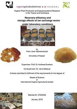 E-Book (pdf) Recovery efficency and storage effects of ion exchange resins under laboratory conditions von Prem Jose Vazhacharickal