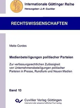 E-Book (pdf) Medienbeteiligungen politischer Parteien von Malte Cordes