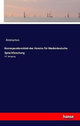 Kartonierter Einband Korrespondenzblatt des Vereins für Niederdeutsche Sprachforschung von Anonymus