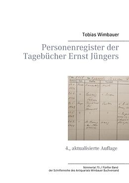 Kartonierter Einband Personenregister der Tagebücher Ernst Jüngers von Tobias Wimbauer