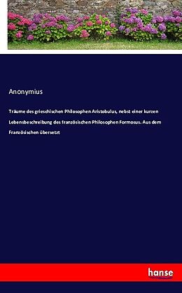 Kartonierter Einband Träume des grieschischen Philosophen Aristobulus von Anonymous