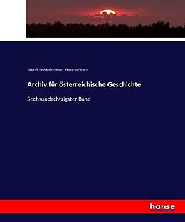 Kartonierter Einband Archiv für österreichische Geschichte von 