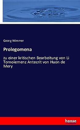 Kartonierter Einband Prolegomena von Georg Wimmer