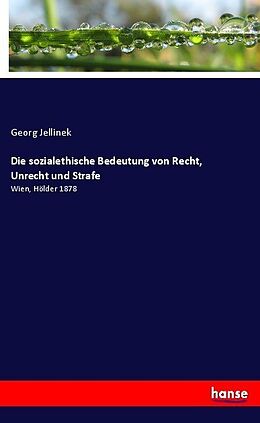 Kartonierter Einband Die sozialethische Bedeutung von Recht, Unrecht und Strafe von Georg Jellinek