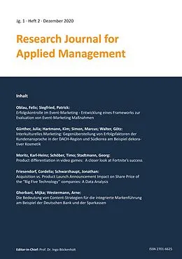 E-Book (pdf) Research Journal for Applied Management - Jg. 1, Heft 2 von Cordelia Friesendorf, Mijka Ghorbani, Julia Günther