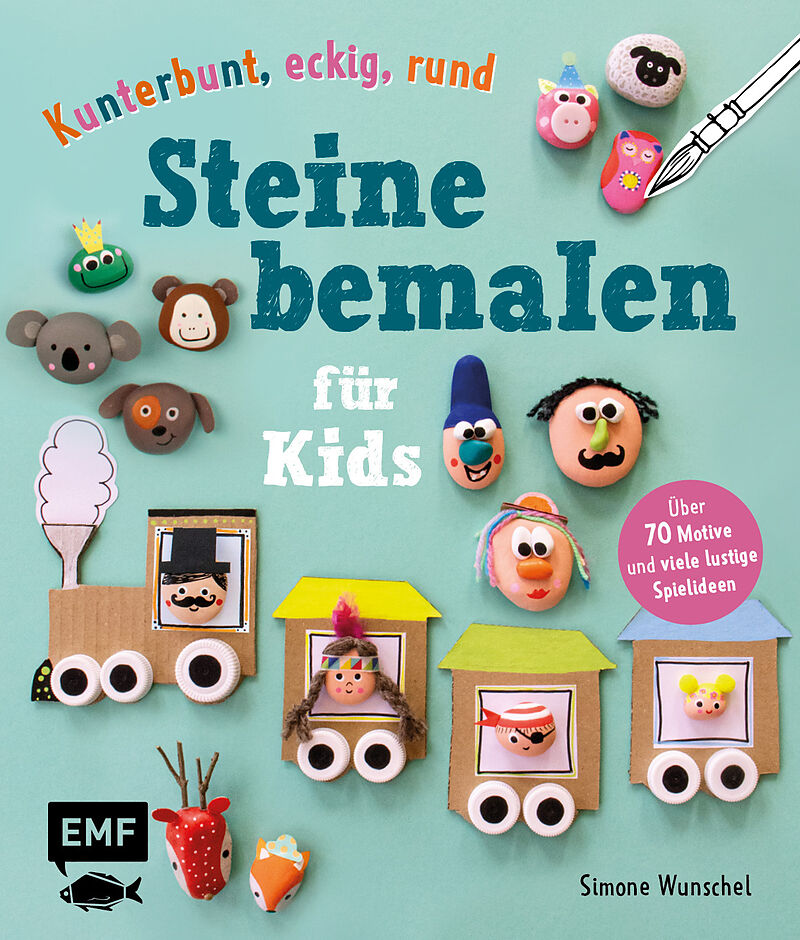 Kunterbunt, eckig, rund  Steine bemalen für Kids