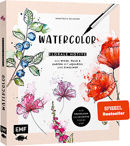 Fester Einband Watercolor  Florale Motive aus Wiese, Wald &amp; Garten mit Aquarell und Fineliner von Anastasia Sälinger