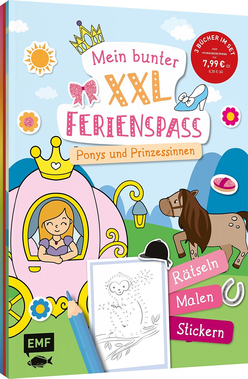 Mein bunter XXL-Ferienspaß: Ponys und Prinzessinnen  3 Kreativbücher im Bundle
