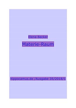 Kartonierter Einband hippocamus.de / Materie-Raum von Elena Maria Hagl-Becker