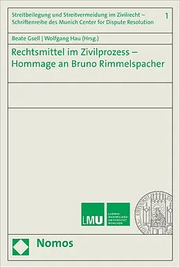 E-Book (pdf) Rechtsmittel im Zivilprozess - Hommage an Bruno Rimmelspacher von 