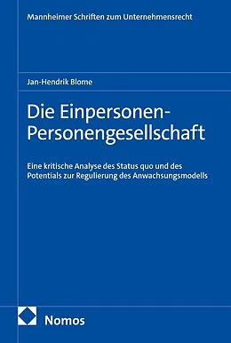 E-Book (pdf) Die Einpersonen-Personengesellschaft von Jan-Hendrik Blome