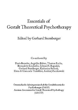 Couverture cartonnée Essentials of Gestalt Theoretical Psychotherapy de Doris Beneder, Giancarlo Trombini, Angeiika Böhm