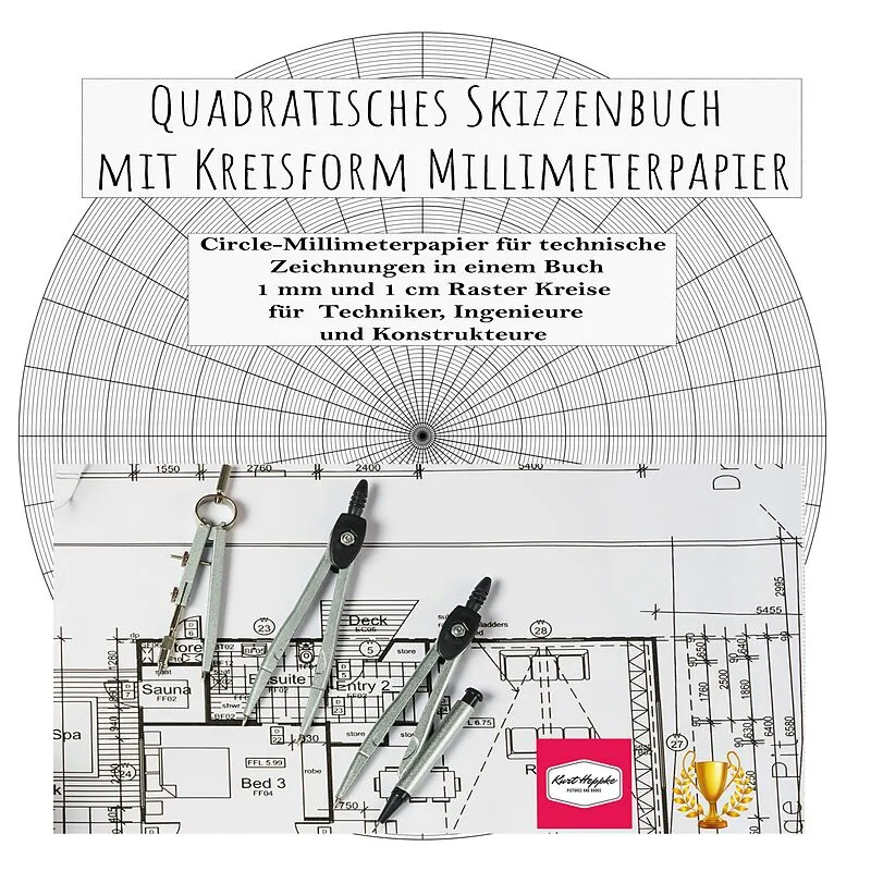 Quadratisches Skizzenbuch mit Kreisform Millimeterpapier