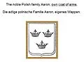 E-Book (epub) The noble Polish family Aaron, own coat of arms. Die adlige polnische Familie Aaron, eigenes Wappen. von Werner Zurek