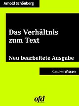 E-Book (epub) Das Verhältnis zum Text von Arnold Schönberg