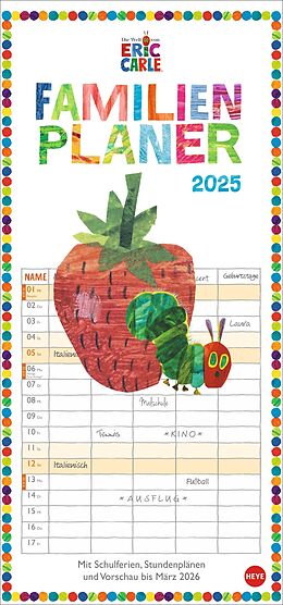 Kalender Die kleine Raupe Nimmersatt Familienplaner 2025 von Eric Carle