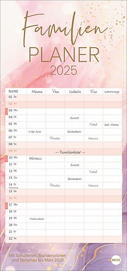 Kalender Watercolor Familienplaner 2025 von 