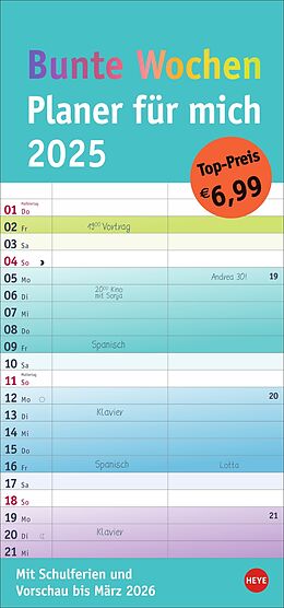Kalender Bunte Wochen Planer für mich 2025 von 