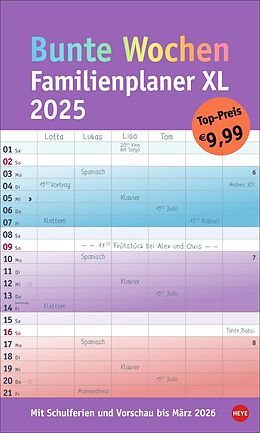 Kalender Bunte Wochen Familienplaner XL 2025 von 