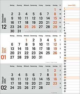 Kalender 3-Monatsplaner, orange 2025 von 