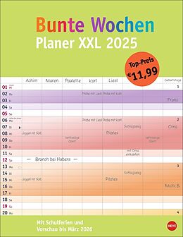 Kalender (Kal) Bunte Wochen Planer XXL 2025 von 