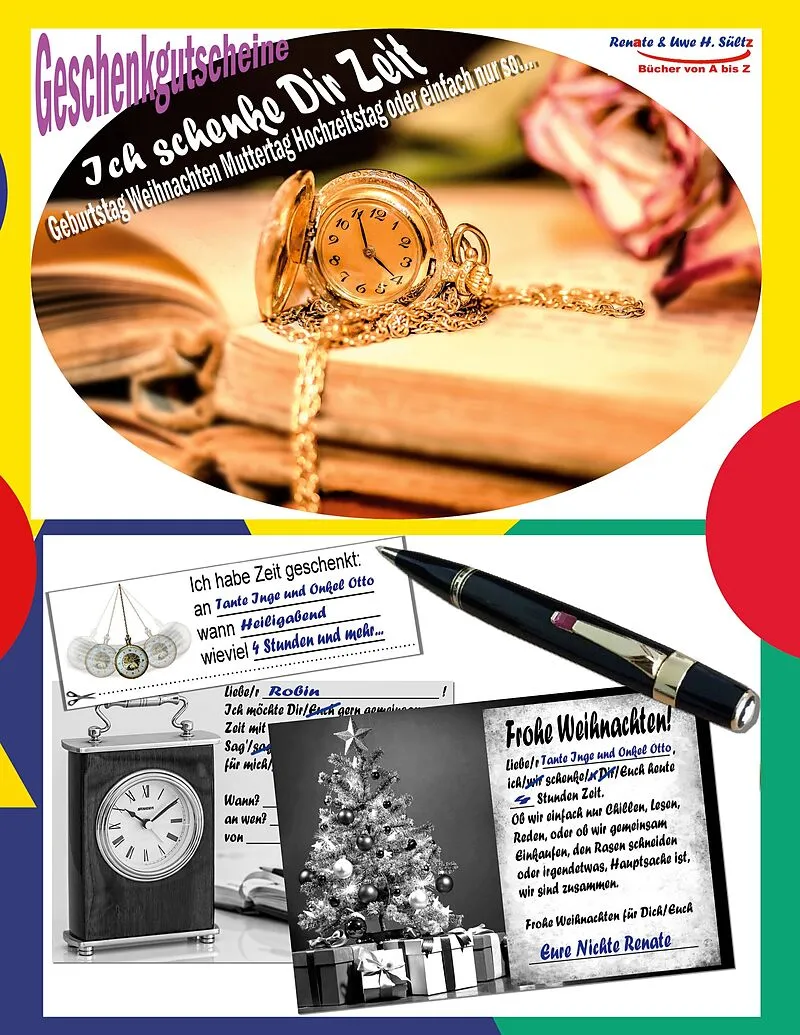 Geschenkgutscheine ICH SCHENKE DIR ZEIT - Geburtstag Weihnachten Muttertag Hochzeitstag oder einfach nur so...