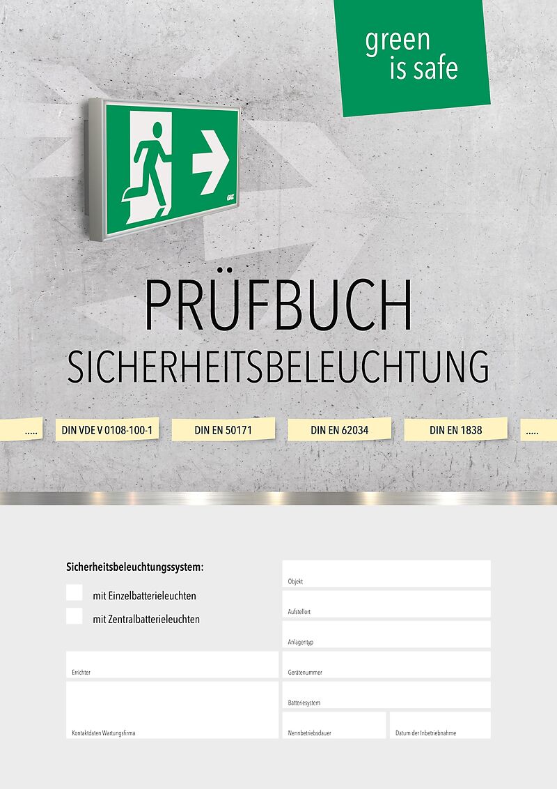 Prüfbuch für Sicherheitsbeleuchtungssysteme