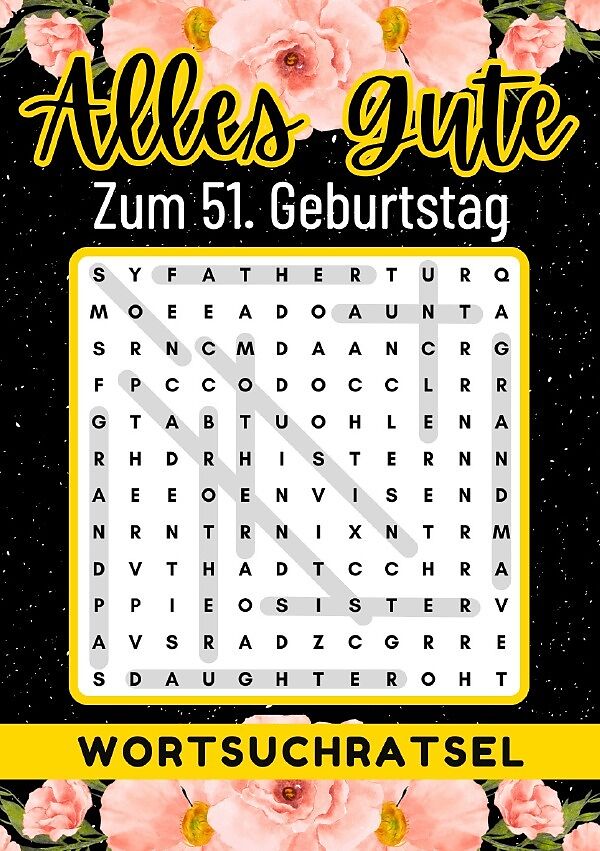 51 Geburtstag Geschenk | Alles Gute zum 51. Geburtstag - Wortsuchrätsel
