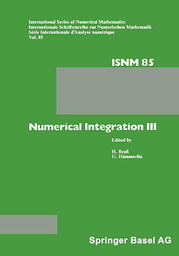 Couverture cartonnée Numerical Integration III de HÄMMERLIN, BRASS