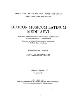 Kartonierter Einband Lexicon Musicum Latinum Medii Aevi 9. Faszikel - Fascicle 9 (e - gutturalis) von 