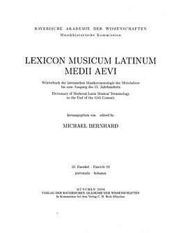 Kartonierter Einband Lexicon Musicum Latinum Medii Aevi 10. Faszikel - Fascicle 10 (gutturalis - lichanos) von 