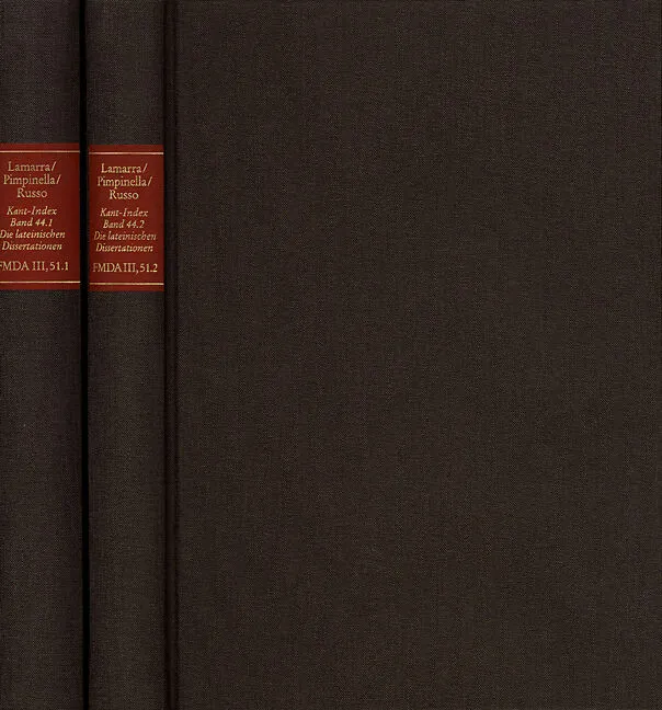 Forschungen und Materialien zur deutschen Aufklärung / Abteilung III: Indices. Kant-Index. Section 3: Index zum Corpus der vorkritischen Schriften. Band 44,1-2: Stellenindices und Konkordanz zu den lateinischen Dissertationen