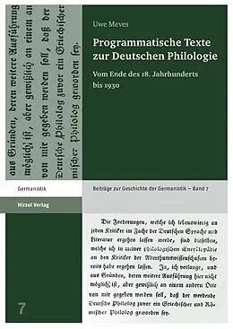 E-Book (pdf) Programmatische Texte zur Deutschen Philologie von Uwe Meves