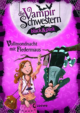 Fester Einband Die VampirSchwestern black&pink, Vollmondnacht mit Fledermaus von Nadja Fendrich