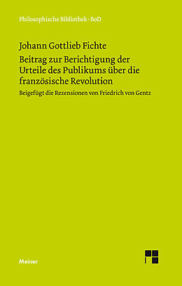 Fester Einband Beitrag zur Berichtigung der Urteile des Publikums über die französische Revolution von Johann Gottlieb Fichte