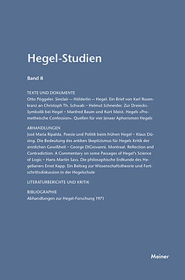 Kartonierter Einband Hegel-Studien Band 8 von 
