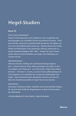 Kartonierter Einband Hegel-Studien Band 10 von 