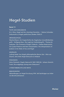 Kartonierter Einband Hegel-Studien Band 11 von 
