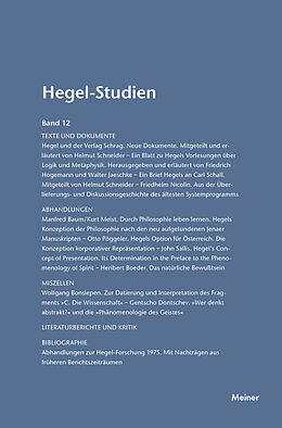 Kartonierter Einband Hegel-Studien Band 12 von 